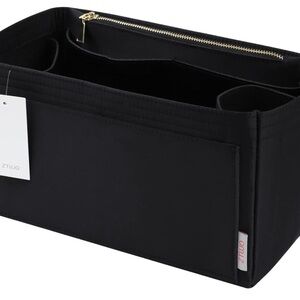 Purse Organizer Insert For Handbags, Silky Touching Bag (Mini, Silky Black)